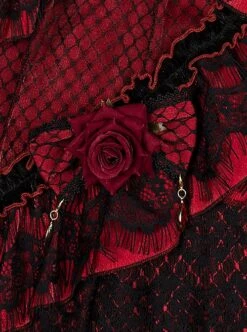Astoria Series Flower Ruby Demonic Black Dragon Tea Party Gorgeous Gothic Lolita Rose Bowknot Sleeveless Dress Necklace Set -MIMY Lolita Shop 9 500x672 27