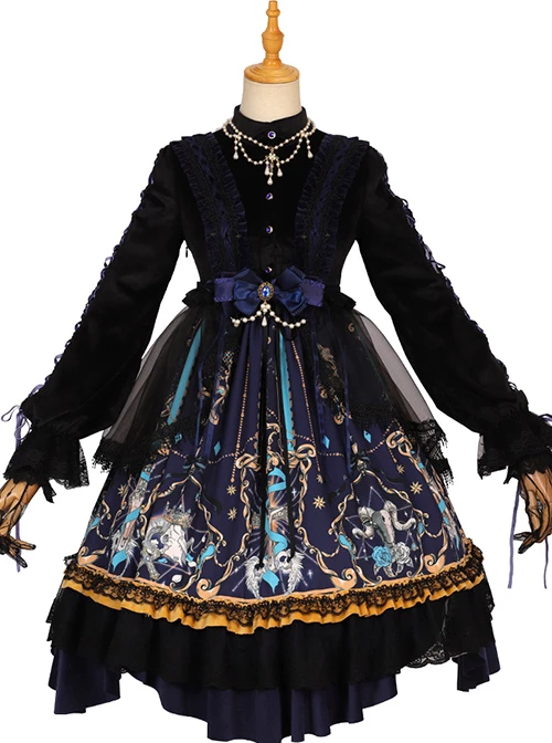Divine Salvation Series OP Printing Retro Gothic Lolita Long Sleeve Dress Set 14 Divine Salvation Series OP Printing Retro Gothic Lolita Long Sleeve Dress Set - Image 12