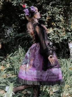 Gothic Vintage Print Grape Bow Decorative Ruffle Hem Gothic Lolita Sleeveless Dress -MIMY Lolita Shop 9 500x672 47