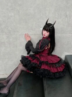 Demon Contract Series Sexy Spring Summer Contrast Color Sweet-Cool Girl Halloween Gothic Lolita Sleeveless Dress Suit -MIMY Lolita Shop 9 500x672 57