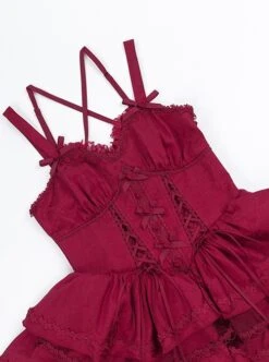 Double Strap Bow Ribbon Rose Pendant Layered Dress Design Elegant Flowy Gothic Lolita Dress Set -MIMY Lolita Shop 9 500x672 61