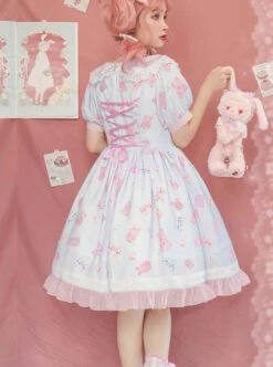 Jelly Bear Series OP Cute Printing Sweet Lolita Short Sleeve Dress 18 Jelly Bear Series OP Cute Printing Sweet Lolita Short Sleeve Dress -MIMY Lolita Shop 9 500x672 65