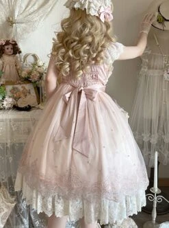 Elegant Sweet Daily Lace Pleats Embroidered Hem Pearls Love Decoration Sweet Lolita Sleeveless Dress -MIMY Lolita Shop 9 500x672 72