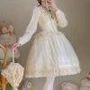 Summer Fresh And Elegant Princess Detachable Large Bow Cream Chiffon Solid Color Sweet Lolita Ballet Suspender Dress -MIMY Lolita Shop 9 500x672 73