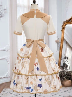 Rabbit Astronaut Series Printing Cake Hem Sweet Lolita Short Sleeve Dress -MIMY Lolita Shop 9 500x672 87