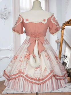Crown Kitten Series Doll Collar Pink Sweet Lolita Puff Short Sleeve Dress -MIMY Lolita Shop 9 500x672 89