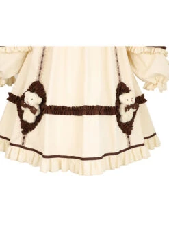 Coffee Bears Series OP Doll Collar Sweet Lolita Autumn Winter Apricot Long Sleeve Dress -MIMY Lolita Shop 9 500x672 90
