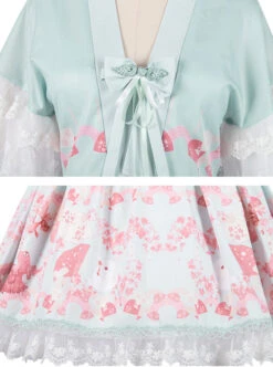 Cherry Blossom Festival Series JSK Printing Light Green Japanese Style Sweet Lolita Sling Dress With The Thin Coat -MIMY Lolita Shop 9 500x672 91